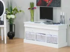 Ebuy24 Trine Tv/Hifi-Möbel - Trine Tv/Hifi-Möbel mit 2 Schubladen und 3 Körben Breite 100 cm, Höhe 50 cm weiß. -Kommoden Verkäufe 2023 7bda15863adc48809eb650df9f41db26