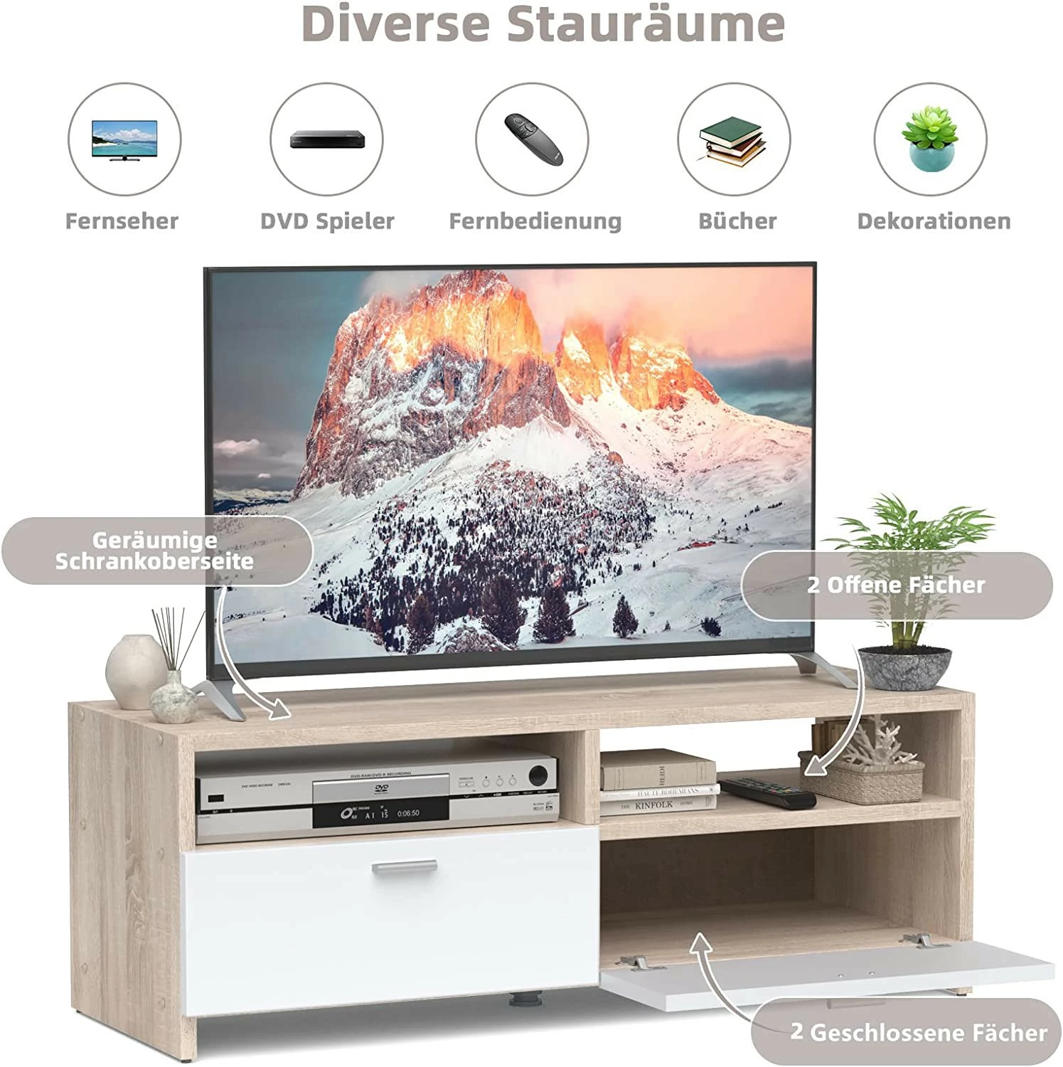 Costway TV Schrank TV Lowboard 5 Costway TV Schrank TV Lowboard – Bild 3