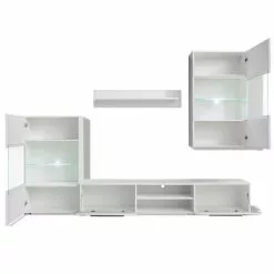 VidaXL Fünfteilige Wohnwand TV-Schrank mit LED - vidaXL Fünfteilige Wohnwand TV-Schrank mit LED-Beleuchtung Weiß -Kommoden Verkäufe 2023 8fd43ad38a5e448a849c660dff76b0c2