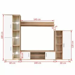 VidaXL Wohnwand - vidaXL TV-Wohnwand mit LED-Leuchten Sonoma Eiche und Weiß -Kommoden Verkäufe 2023 a55b11513d3a46ebb7a0078035eac987