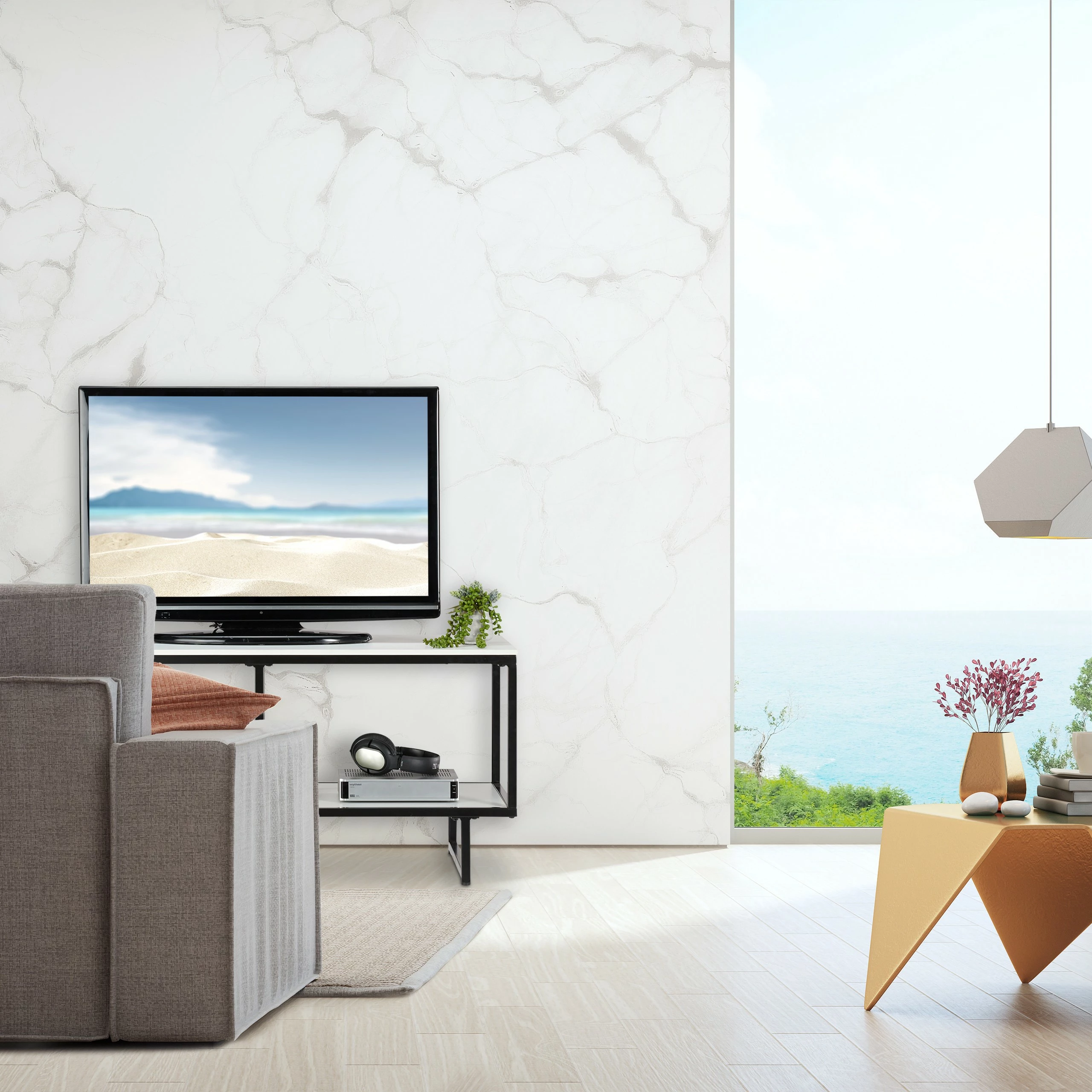 Relaxdays TV Lowboard weiß-schwarz 6 Relaxdays TV Lowboard weiß-schwarz – Bild 4