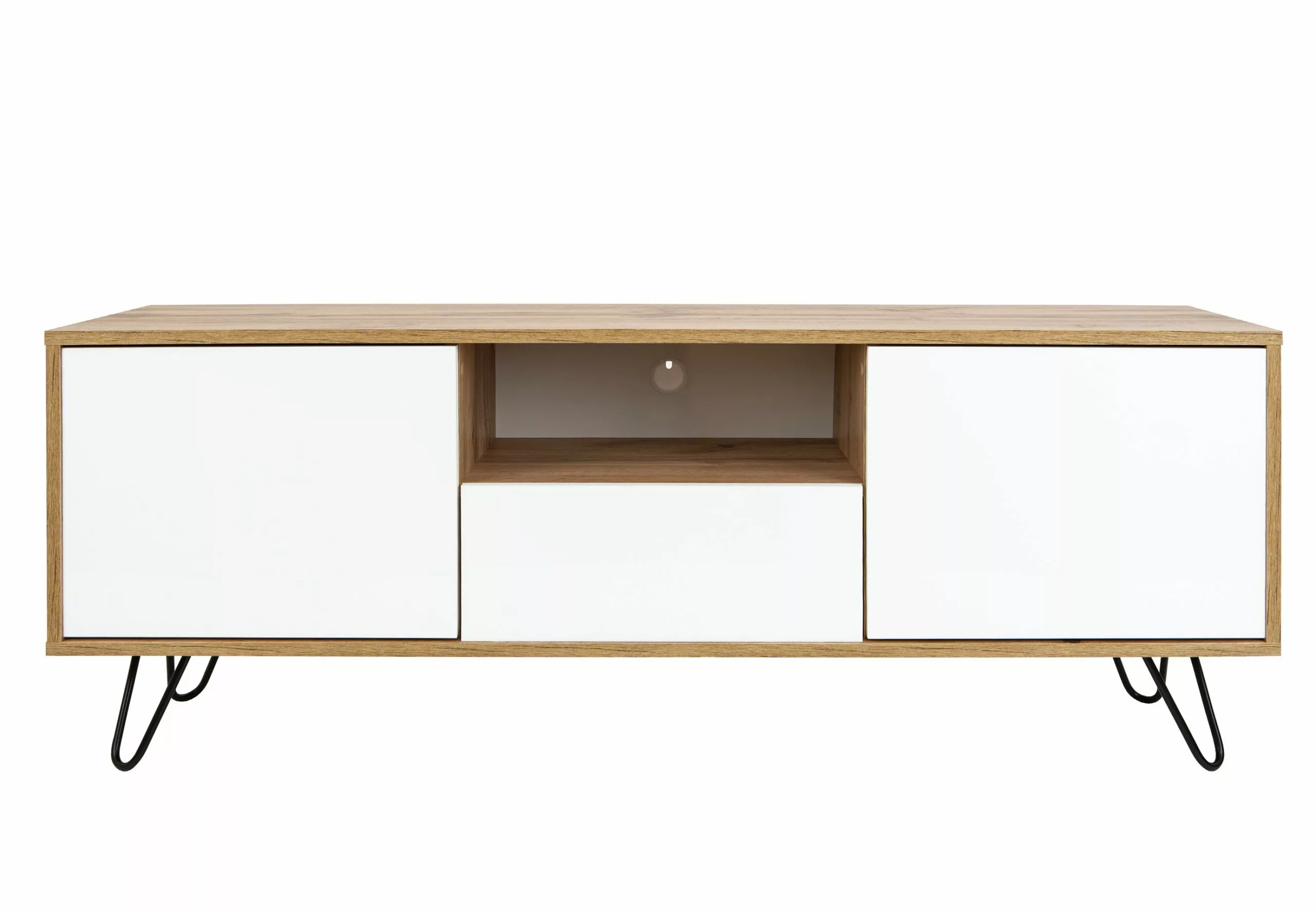 Wonello TV-Lowboard OSLO - Weiß - Holz - Eiche Dekor 5 Wonello TV-Lowboard OSLO - Weiß - Holz - Eiche Dekor – Bild 3