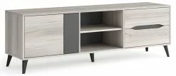 SKRAUT HOME Möbel TV KAI Eiche/Grau 162x40x52cm - Tiefe: 162 cm