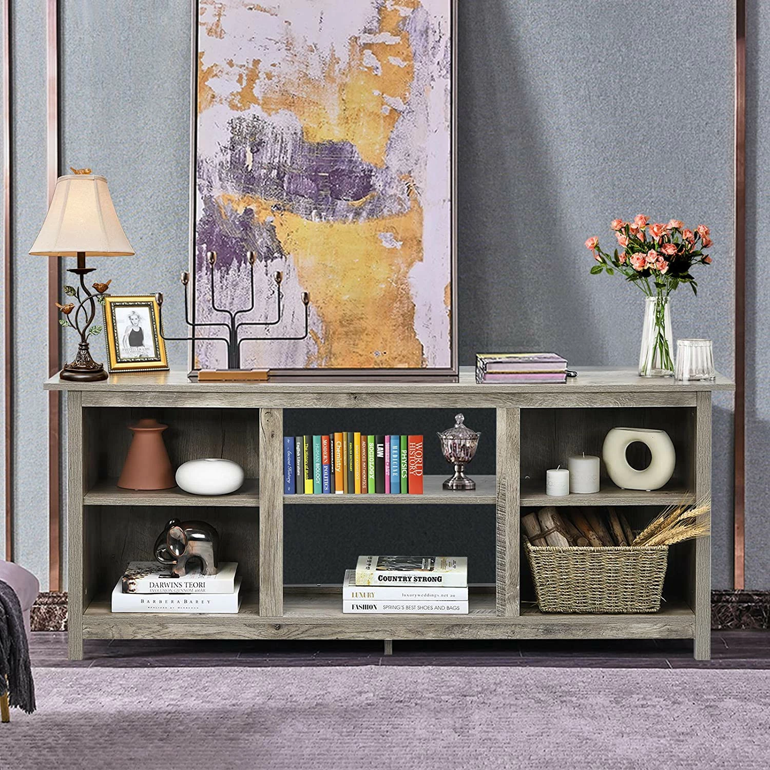 Costway 2-stufiger TV Schrank 147cm 4 Costway 2-stufiger TV Schrank 147cm – Bild 2