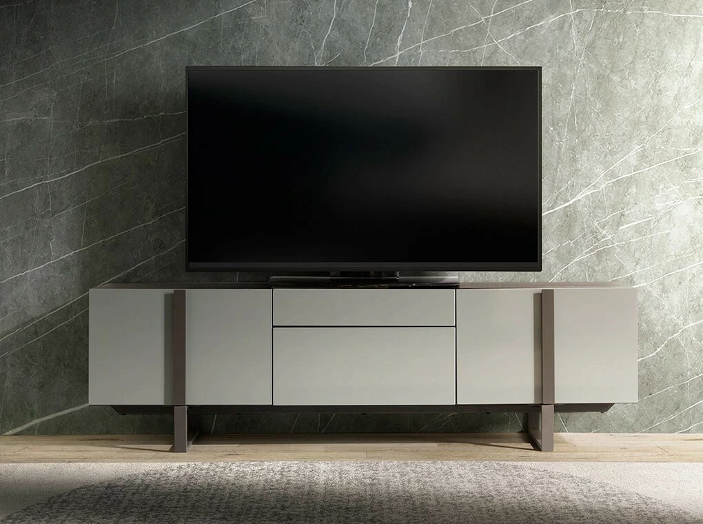 ANGEL CERDA TV-Ständer aus Wenge und grauem Stahl 4 ANGEL CERDA TV-Ständer aus Wenge und grauem Stahl – Bild 2