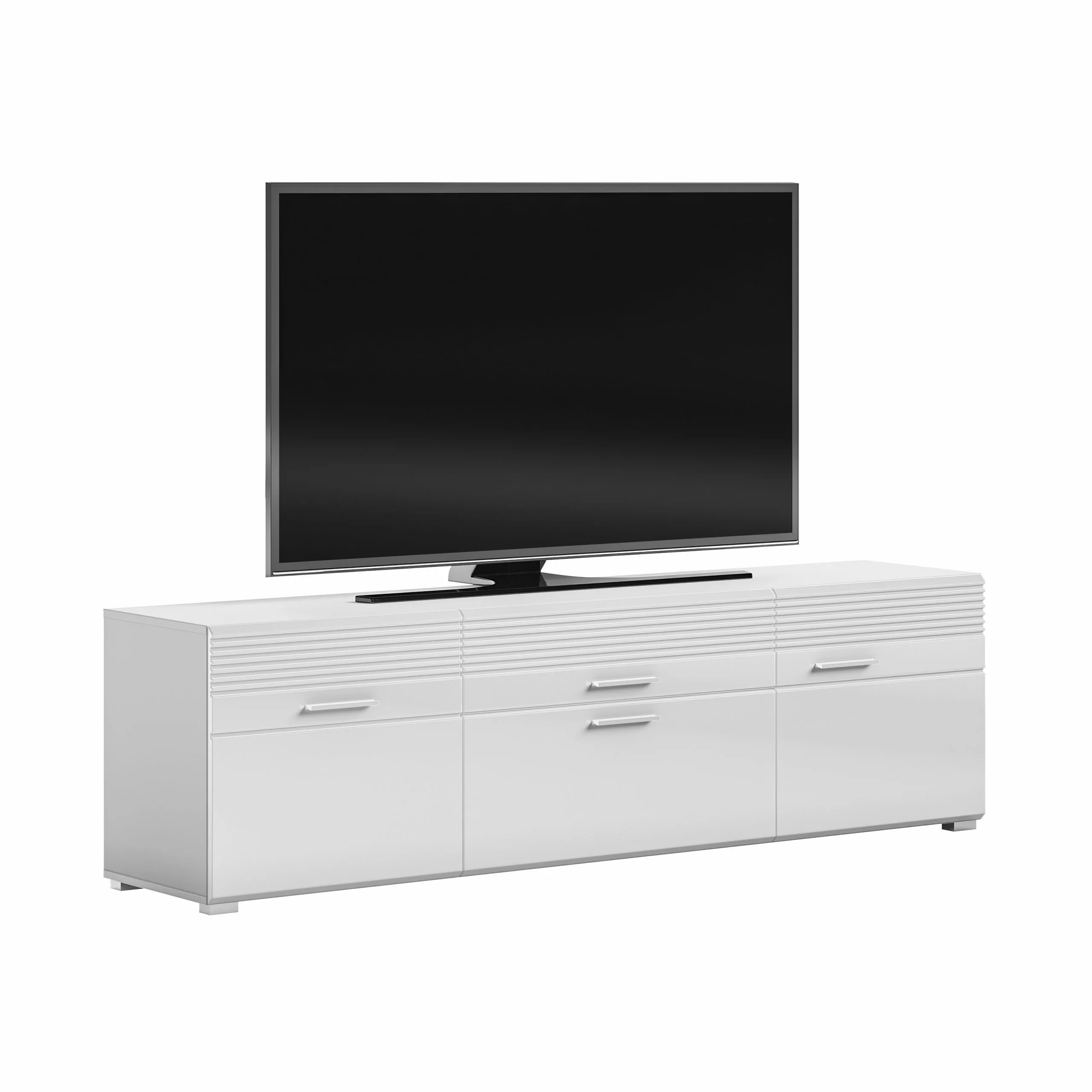 The Kuup TV Lowboard Weiß Hochglanz Rillen Akzent 3 The Kuup TV Lowboard Weiß Hochglanz Rillen Akzent