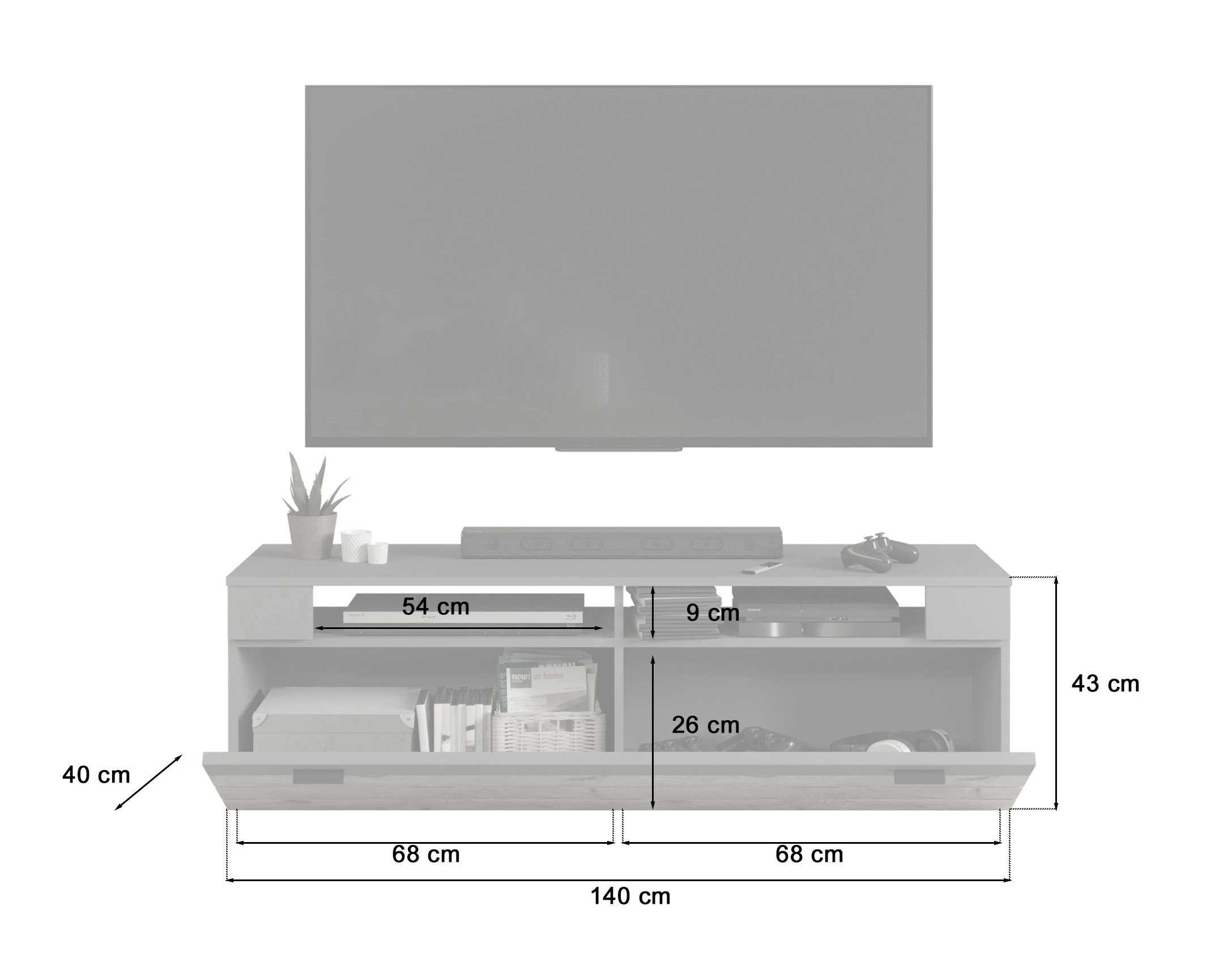 The Kuup TV Lowboard Matt Grau Nox Oak - 140 x 43 cm 7 The Kuup TV Lowboard Matt Grau Nox Oak - 140 x 43 cm – Bild 5