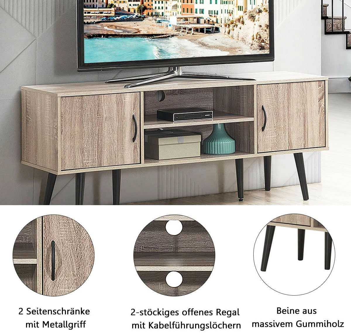 Costway TV-Ständer Fernsehschrank Holz 7 Costway TV-Ständer Fernsehschrank Holz – Bild 5