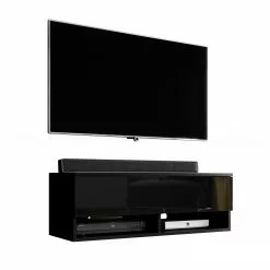 FURNIX TV-Schrank Alyx 100cm Schwarz mit LED