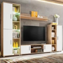 VidaXL Wohnwand - vidaXL TV-Wohnwand mit LED-Leuchten Sonoma Eiche und Weiß -Kommoden Verkäufe 2023 caf702512ce64b6687360ba4674071bb