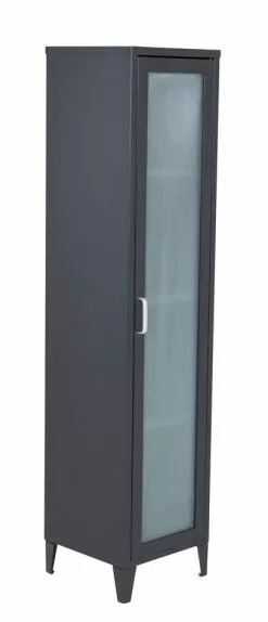 Ebuy24 Acero Vitrinenschrank 1 - Schwarz - Hochglanz Schwarz - 35 x 150 x 35 cm