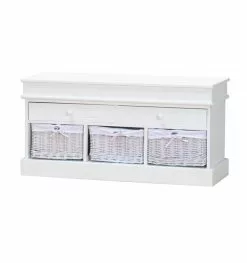 Ebuy24 Trine Tv/Hifi-Möbel - Trine Tv/Hifi-Möbel mit 2 Schubladen und 3 Körben Breite 100 cm, Höhe 50 cm weiß.