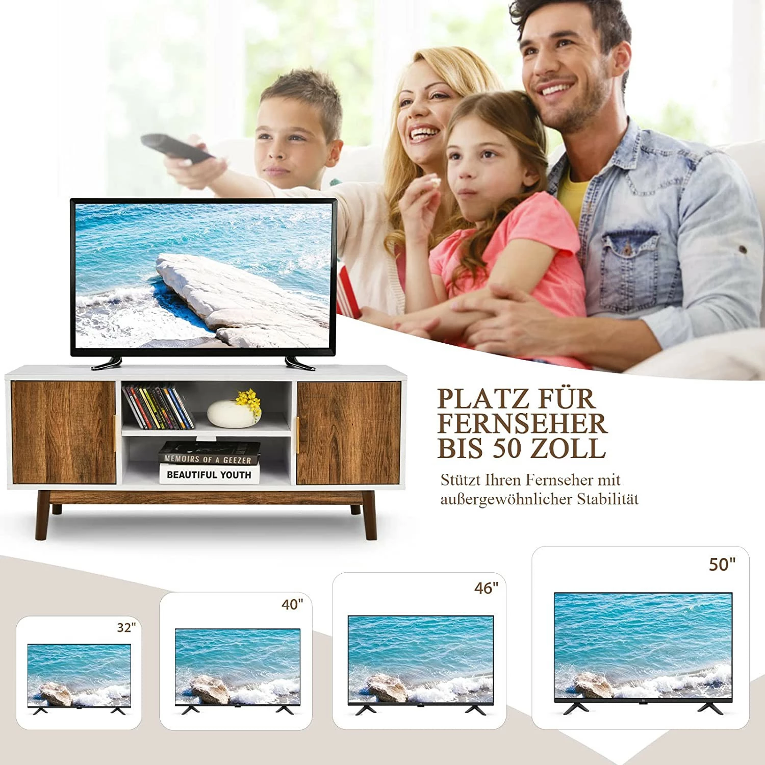 Costway TV-Ständer Fernsehschrank Holz 7 Costway TV-Ständer Fernsehschrank Holz – Bild 5