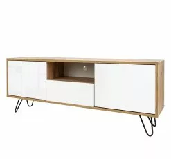 Wonello TV-Lowboard OSLO - Weiß - Holz - Eiche Dekor