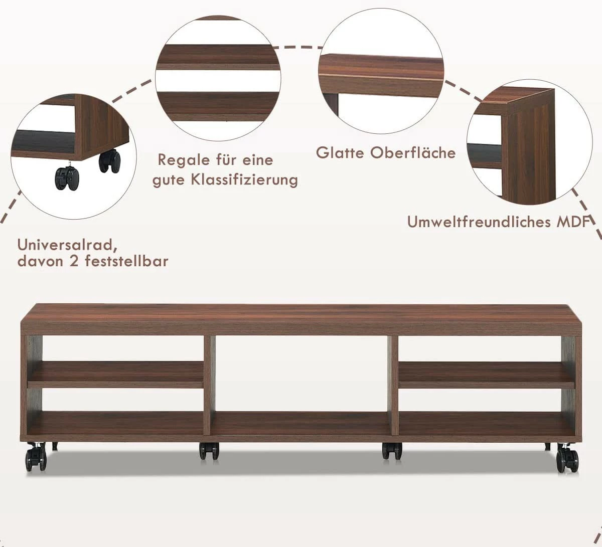 Costway Fernsehschrank Holz 6 Costway Fernsehschrank Holz – Bild 4