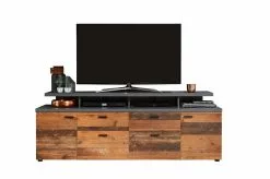 Ebuy24 Mood TV Möbel - Mood TV Möbel 2 Türen, 2 Schubladen, 4 Offene Fächer, 2 Klappen Eiche Dekor, Old Wood Dekor.
