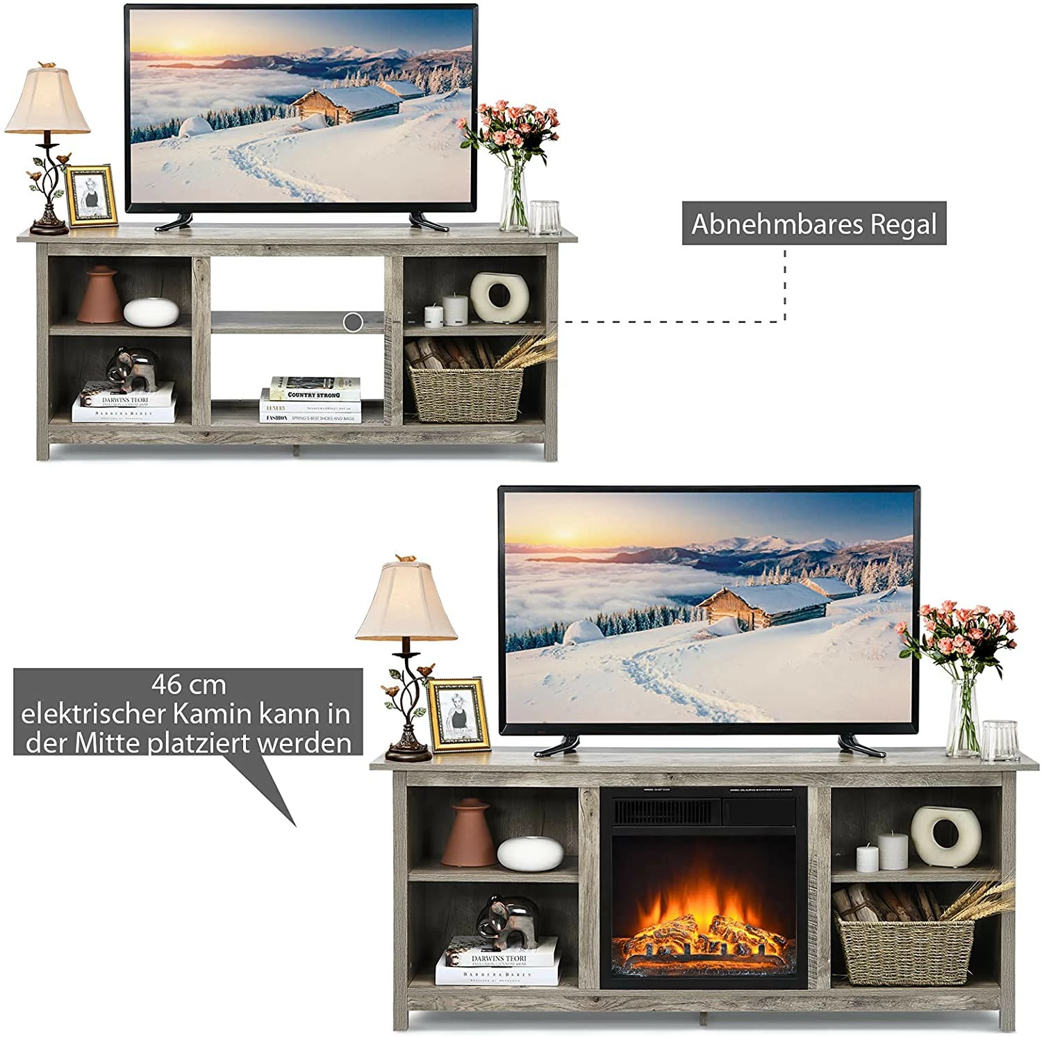 Costway 2-stufiger TV Schrank 147cm 7 Costway 2-stufiger TV Schrank 147cm – Bild 5