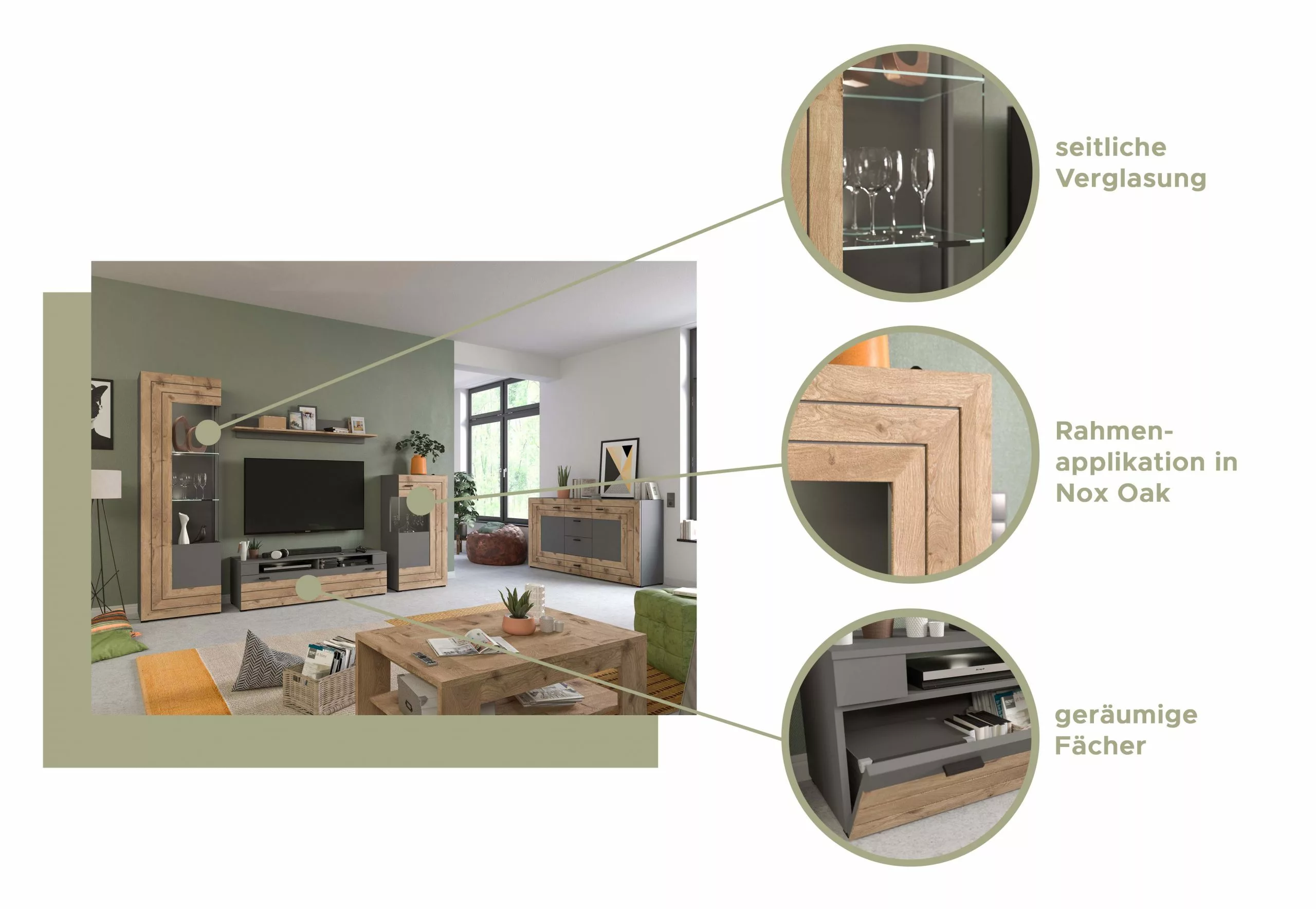 The Kuup TV Lowboard Matt Grau Nox Oak - 140 x 43 cm 4 The Kuup TV Lowboard Matt Grau Nox Oak - 140 x 43 cm – Bild 2