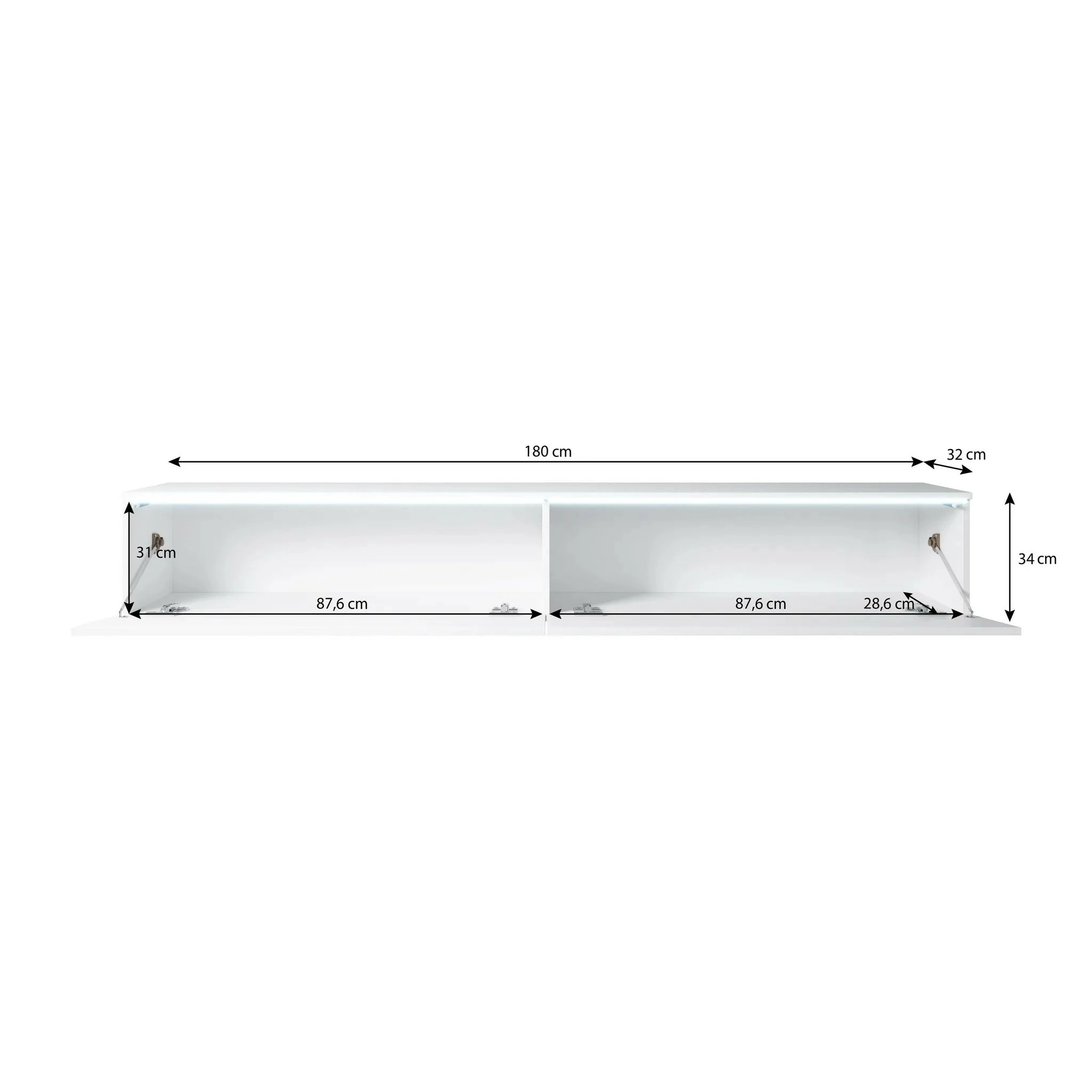 FURNIX RTV BARGO 180 cm Weiß-Weiß ohne LED 4 FURNIX RTV BARGO 180 cm Weiß-Weiß ohne LED – Bild 2