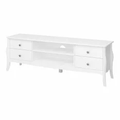 Ebuy24 Baroque TV Tisch - Baroque TV Tisch 4 Schaubladen + offenen Fach, weiss lackiert.