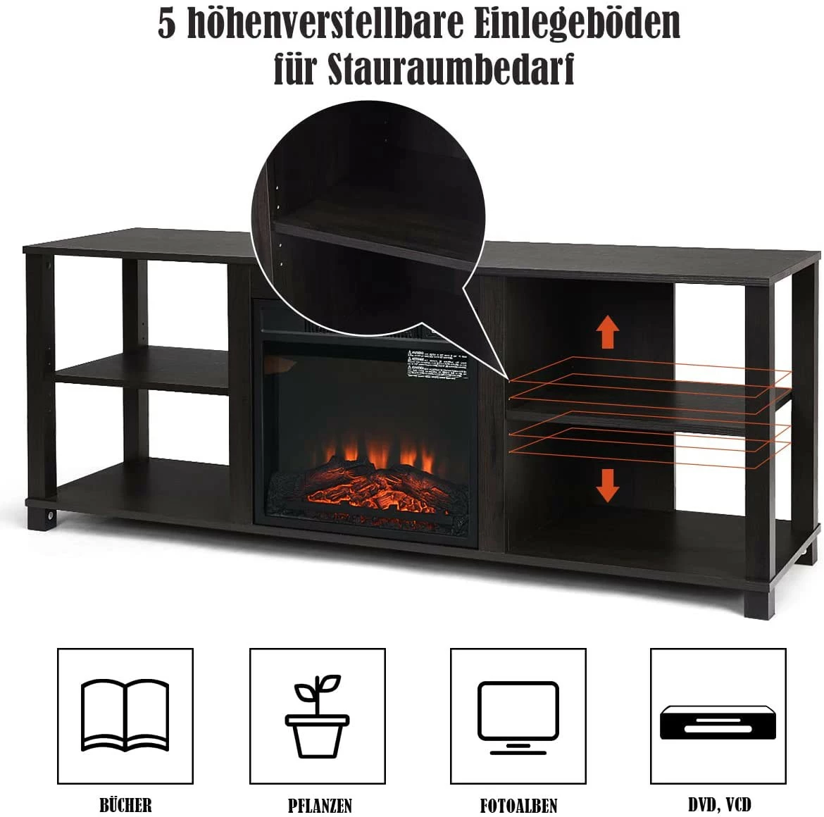 Costway 2-stufiger TV Lowboard 6 Costway 2-stufiger TV Lowboard – Bild 4