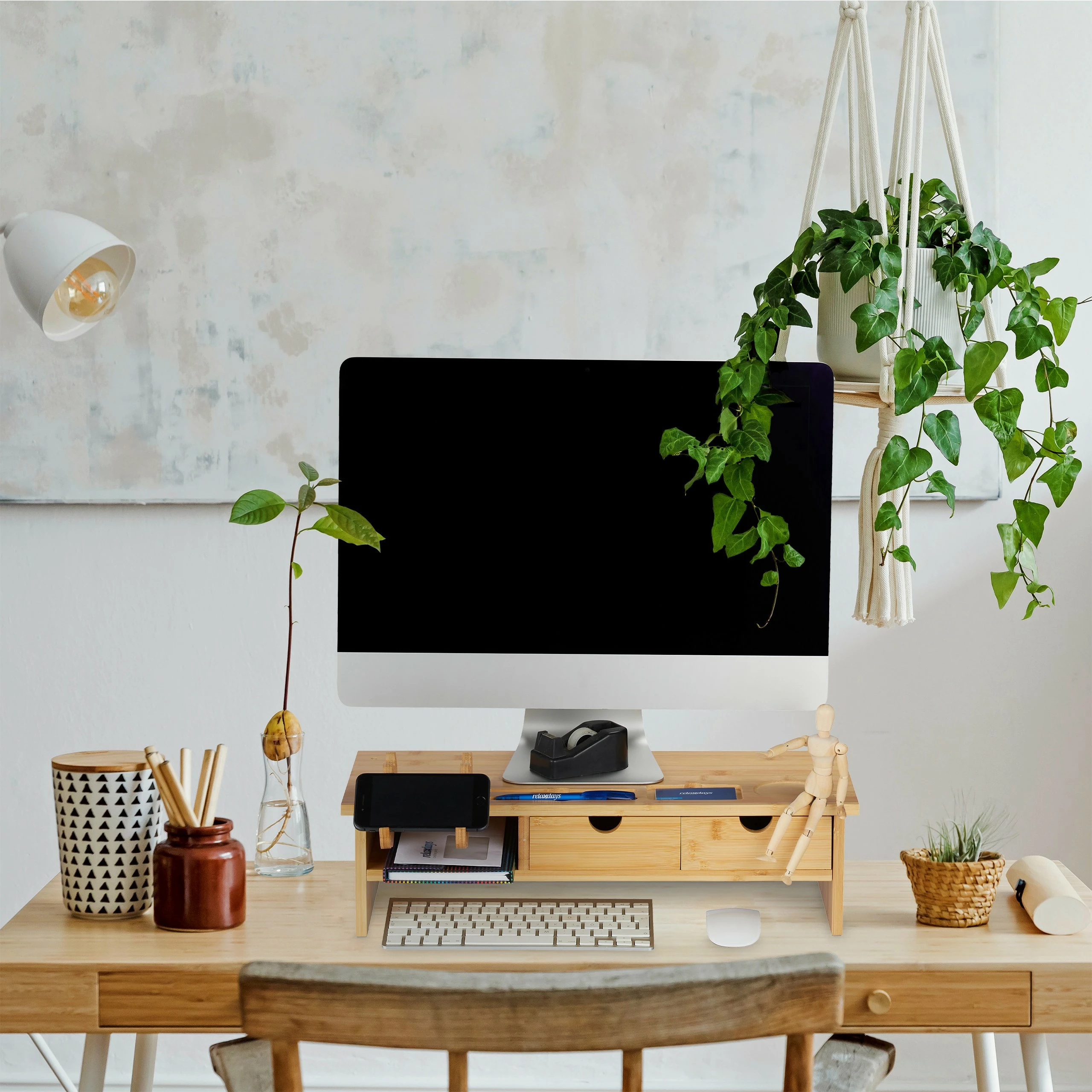 Relaxdays Monitorständer aus Bambus 4 Relaxdays Monitorständer aus Bambus – Bild 2