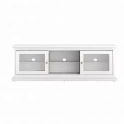 Ebuy24 Venedig Tv/Hifi-Möbel - Venedig Tv/Hifi-Möbel mit 2 Schiebetüren Breite 150 cm, Höhe 51 cm weiß.