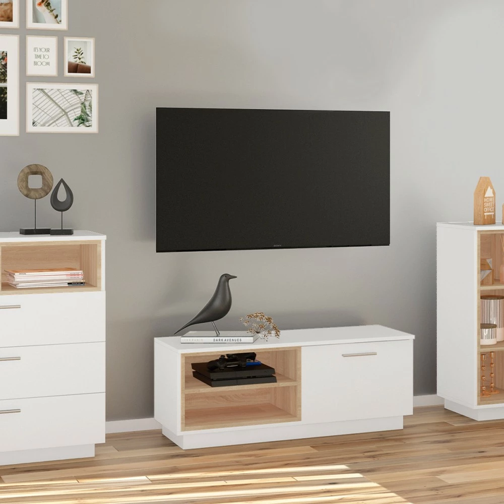 Vicco Lowboard „Beatrice“ Weiß/Sonoma 4 Vicco Lowboard „Beatrice“ Weiß/Sonoma – Bild 2