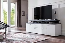 Ebuy24 Mood TV Möbel - Mood TV Möbel 2 Türen, 2 Schubladen, 4 Offene Fächer, 2 Klappen weiß, Stone dekor. -Kommoden Verkäufe 2023 f3acea0fa2bc49029bcf5c1004397247