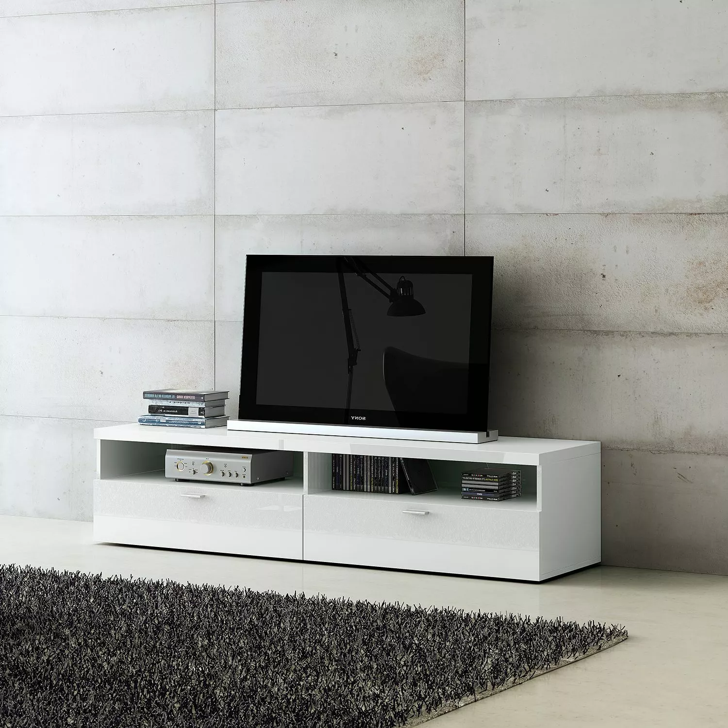 Loftscape TV-Lowboard Emporior - Hochglanz Weiß 4 Loftscape TV-Lowboard Emporior - Hochglanz Weiß – Bild 2