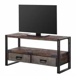 Red Living TV-Lowboard Factory II - Mango massiv / Metall - Vintage Braun