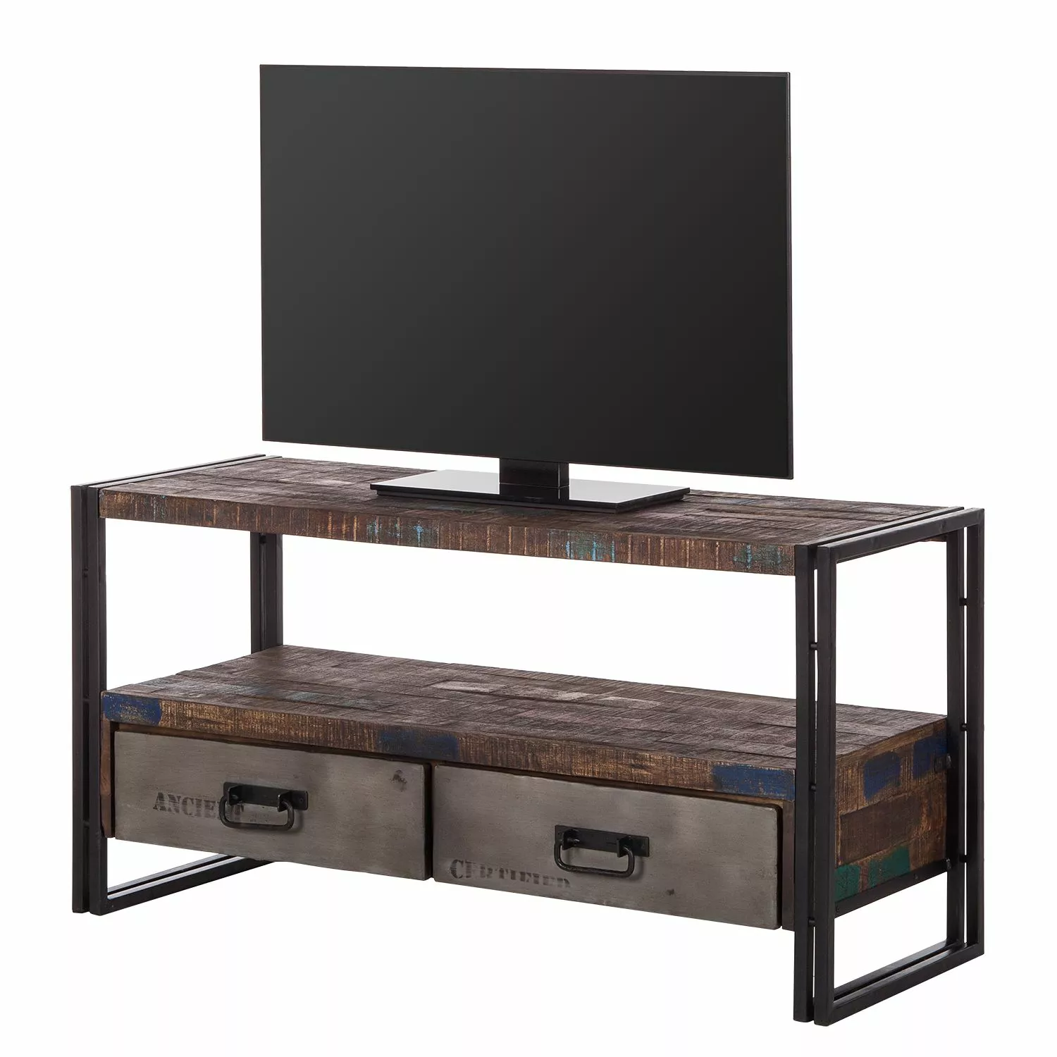 Red Living TV-Lowboard Factory II - Mango massiv / Metall - Vintage Braun 3 Red Living TV-Lowboard Factory II - Mango massiv / Metall - Vintage Braun