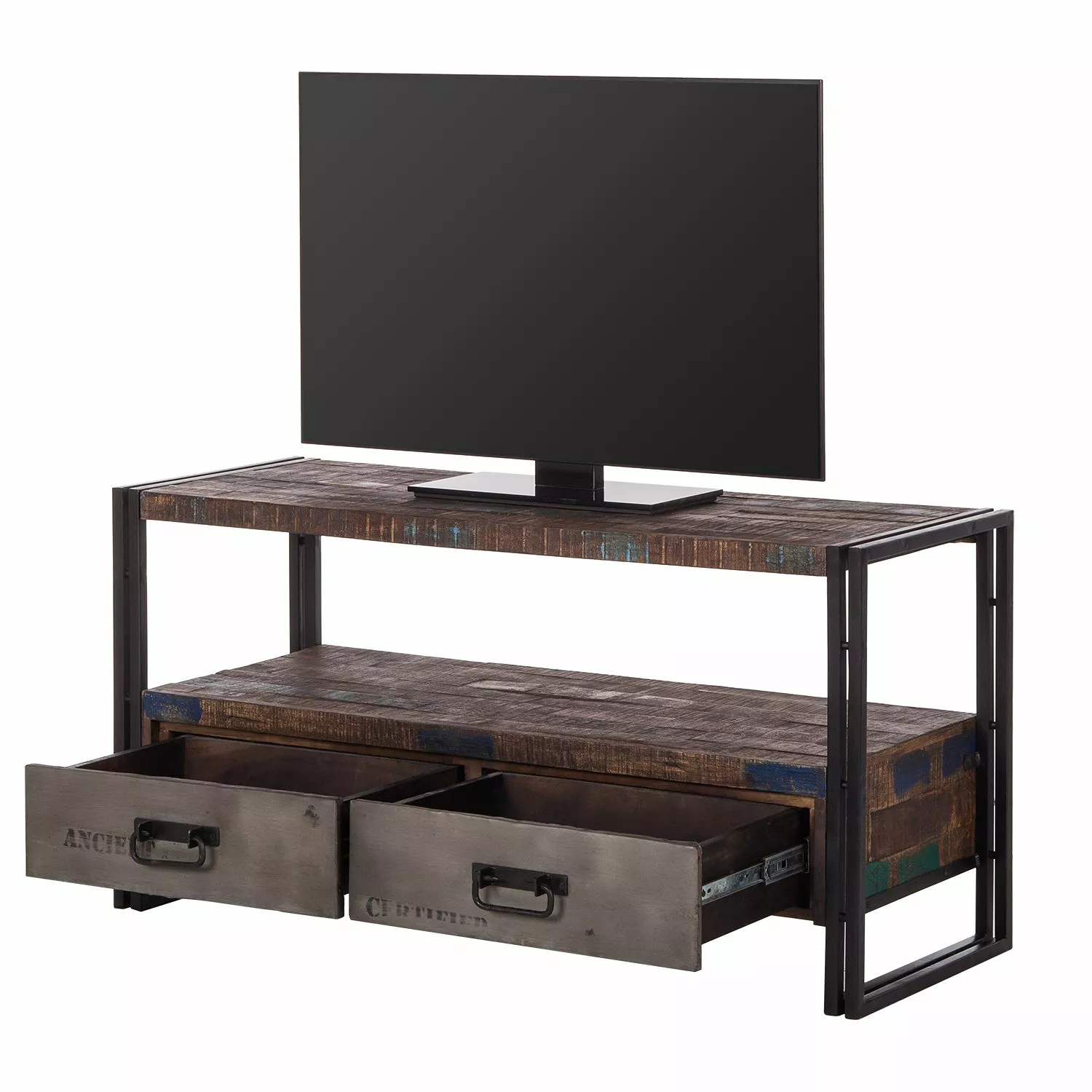 Red Living TV-Lowboard Factory II - Mango massiv / Metall - Vintage Braun 6 Red Living TV-Lowboard Factory II - Mango massiv / Metall - Vintage Braun – Bild 4