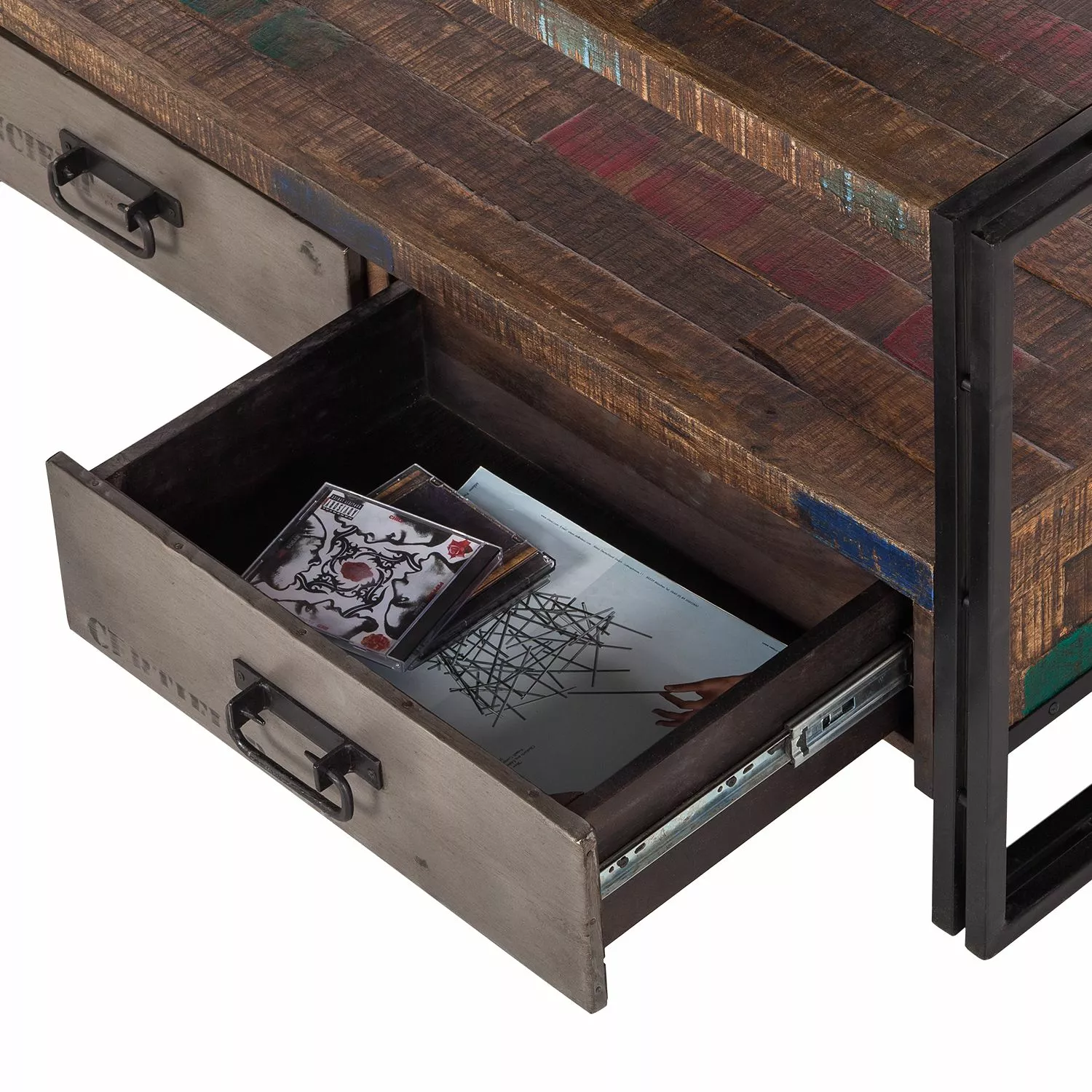 Red Living TV-Lowboard Factory II - Mango massiv / Metall - Vintage Braun 11 Red Living TV-Lowboard Factory II - Mango massiv / Metall - Vintage Braun – Bild 9