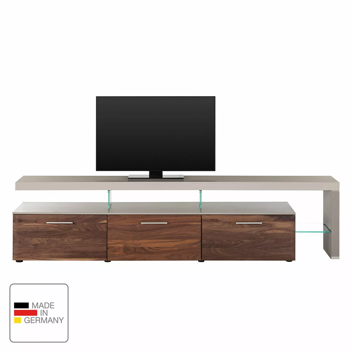 GWINNER TV-Lowboard Solano II - Nussbaum / Platingrau - Ausrichtung rechts - Ohne Beleuchtung 4 GWINNER TV-Lowboard Solano II - Nussbaum / Platingrau - Ausrichtung rechts - Ohne Beleuchtung – Bild 2