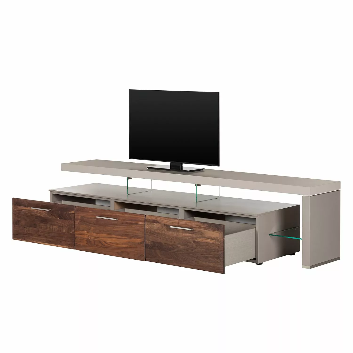 GWINNER TV-Lowboard Solano II - Nussbaum / Platingrau - Ausrichtung rechts - Ohne Beleuchtung 6 GWINNER TV-Lowboard Solano II - Nussbaum / Platingrau - Ausrichtung rechts - Ohne Beleuchtung – Bild 4