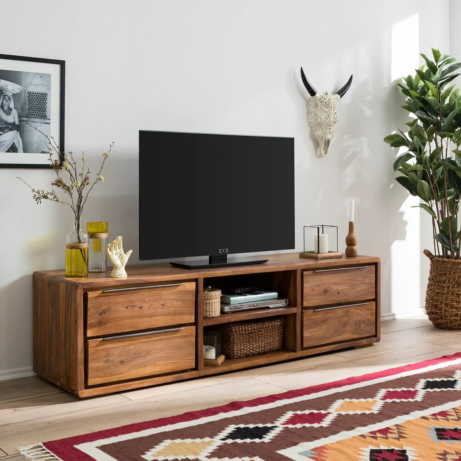 Ars Natura TV-Lowboard Trangle I - Sheesham massiv 4 Ars Natura TV-Lowboard Trangle I - Sheesham massiv – Bild 2