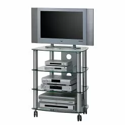 Maja Möbel TV-Rack Glenview II - Aluminium/Klarglas